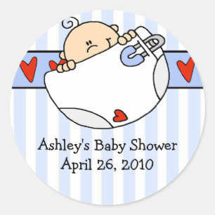 Peeking Baby Boy & Diaper Babydusche Aufkleber
