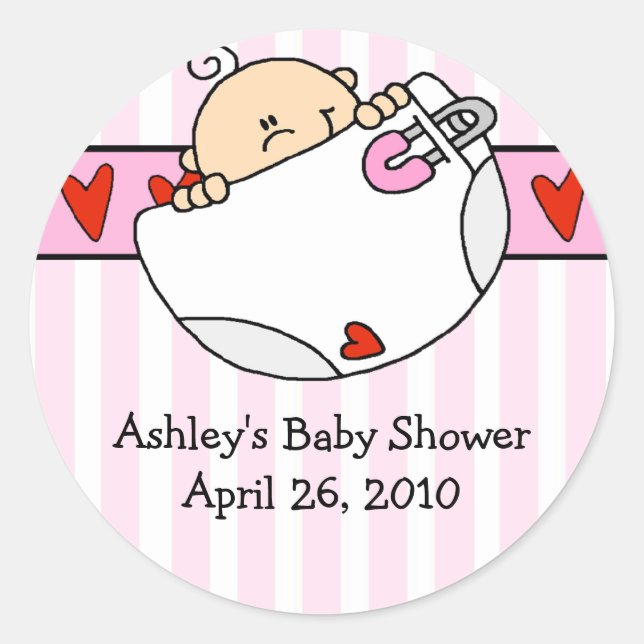 Peeking Baby & Diaper Babydusche Aufkleber (Vorderseite)