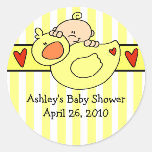 Peeking Baby & Duck Baby Shockaufkleber Runder Aufkleber