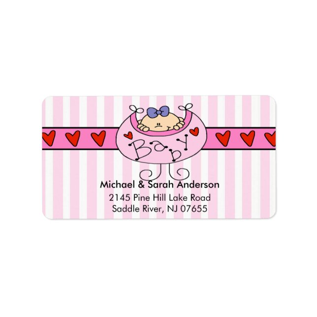 Peeking Baby Girl mit Bib-Adressetikett Adressaufkleber (Vorne)
