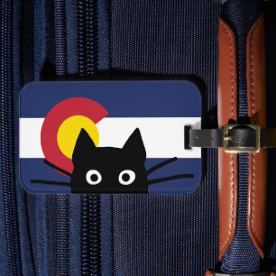 Peeking Black Cat Colorado Flag Gepäckanhänger