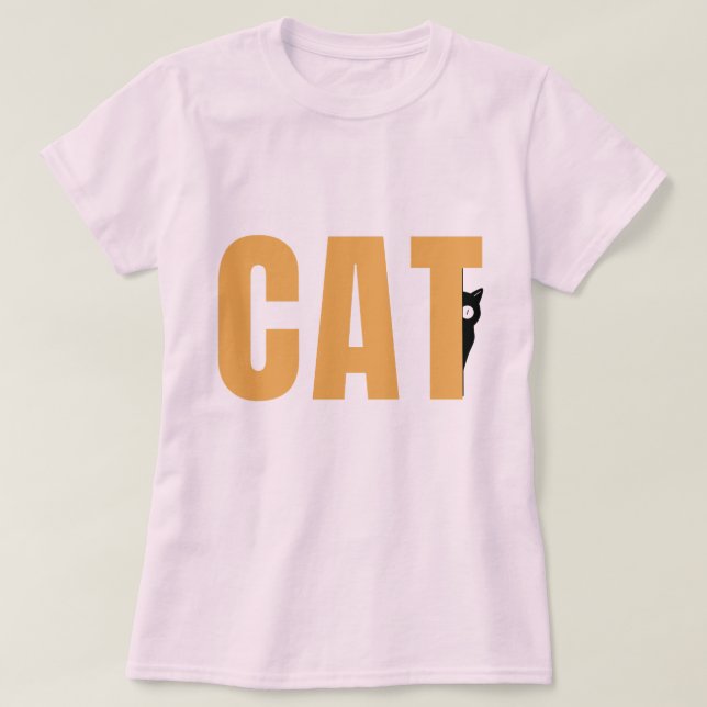 Peeking Black Cat Graphic, T-Shirt examen de chat (Design devant)