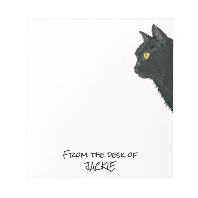 Peeking Black Cat Vom Schreibtisch aus Personalisi Notizblock (Vorderseite)