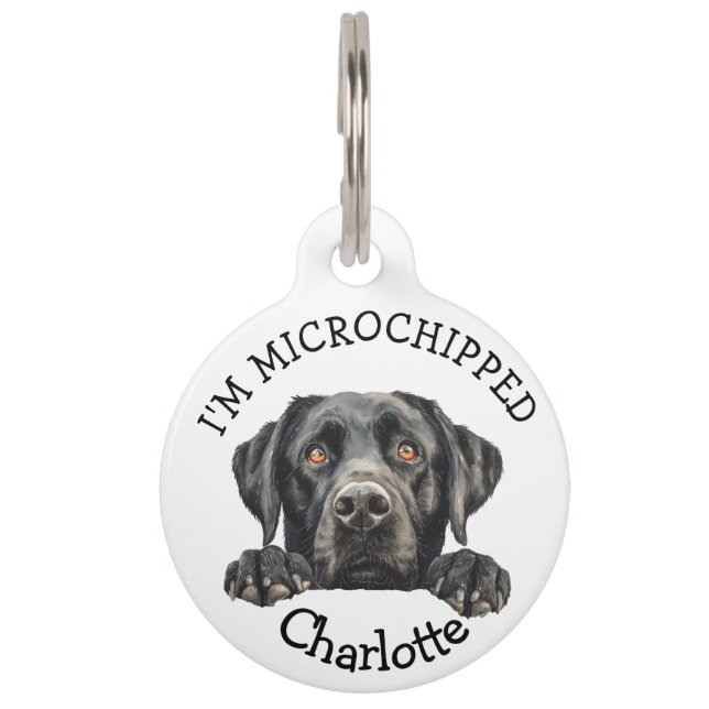 Peeking Black Labrador Puppy Personalisiert Haustiermarke (Vorderseite)