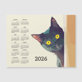 Peeking Cat 2026 Calendar Magnetic Card Magnetkarte