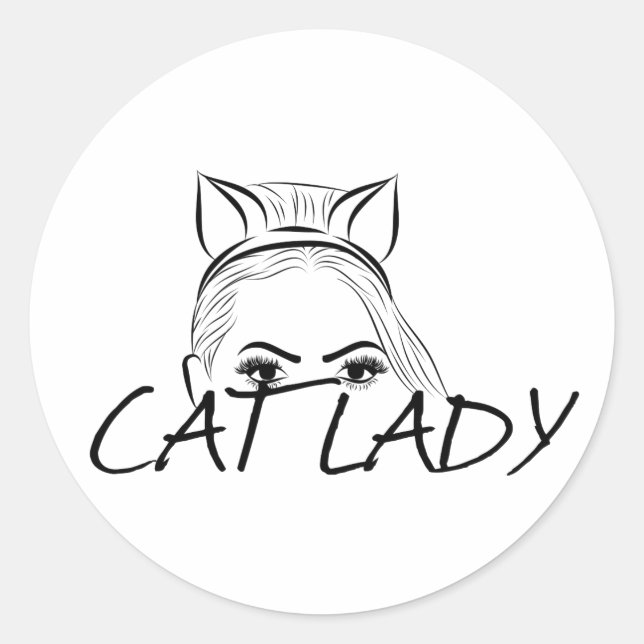 Peeking Cat Lady Runder Aufkleber (Vorderseite)