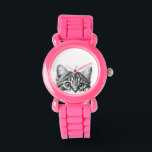 Peeking Cute Cat Kitten  Armbanduhr<br><div class="desc">This design may be personalized in the area provided by changing the photo and/or text. Or it can be customized by clicking Personalize this Template and then choosing the click to customize further option and delete or change the color of the background, add text, change the text color or style,...</div>