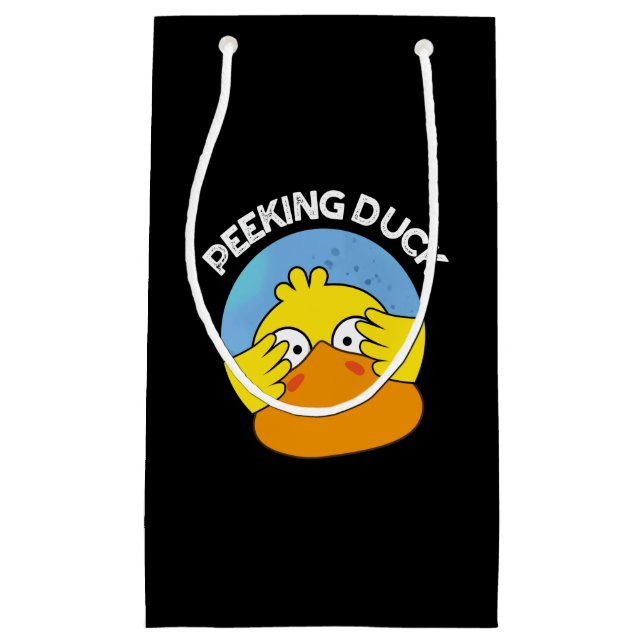 Peeking Duck Funny Animal Chinese Disc Pun Dark BG Kleine Geschenktüte (Vorderseite)