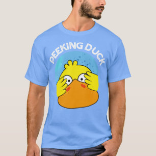 Peeking Duck Funny Animal Disc Pun T-Shirt