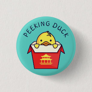 Peeking Duck Pun Button