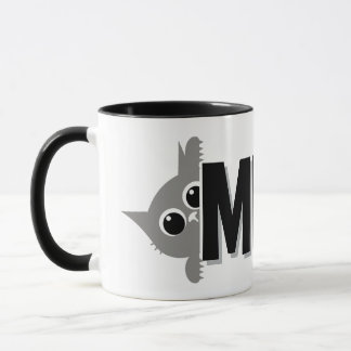 Peeking Gray Cat Meow Design Coffee Mug Tasse