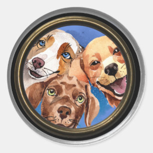 Peeking Hunde Runder Aufkleber