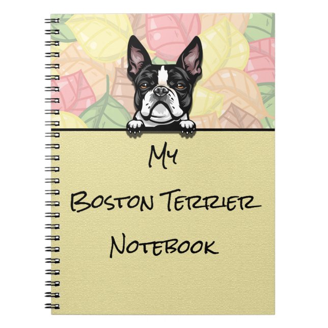 Peeking Niedlich Boston Terrier Notebook Notizblock (Vorderseite)