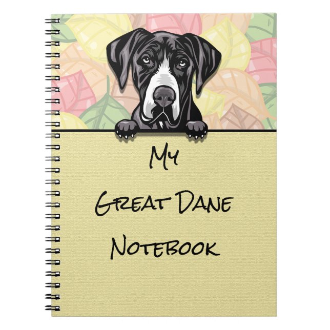 Peeking Niedlich Great Dane Notebook Notizblock (Vorderseite)