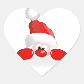 Peeking Santa Claus Herz-Aufkleber