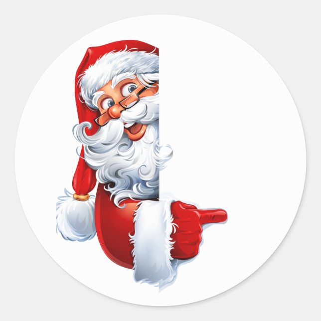 Peeking Santa – Festive Christmas Clipart for Card Runder Aufkleber (Vorderseite)
