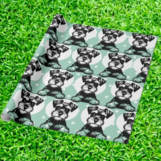 Peeking Terrier Green Personalisiert Theme Geschenkpapier (Wrap your gifts with love using Terrier Green Wrapping Paper. Charming terrier designs add a special)