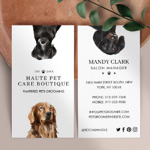 Peeking Wasserfarbe Hunde Pet Care Grooming & Salo Visitenkarte