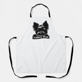 Peeking Yorkie Black Silhouette Yorkie Mama Schürze