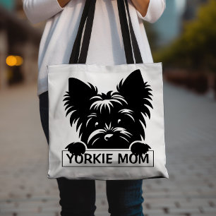 Peeking Yorkie Black Silhouette Yorkie Mama Tasche