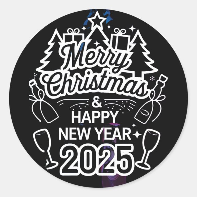 Peel and Party Happy Neues Jahr 2025 Stickers (Vorderseite)