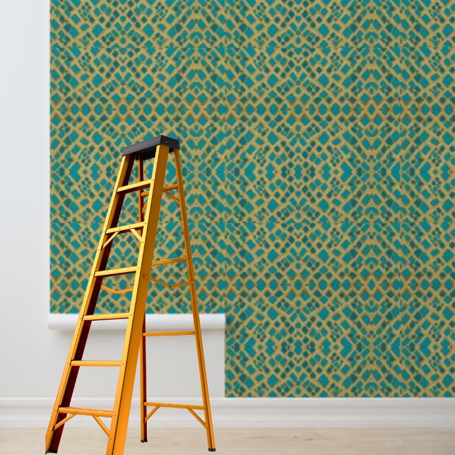 Peel and Stick Papier peint bleu or géométrique (Peel and Stick Wallpaper blue gold geometric Wallpaper
)