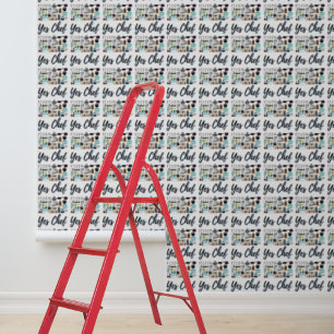 Peel and stick papier peint oui chef ustensiles de