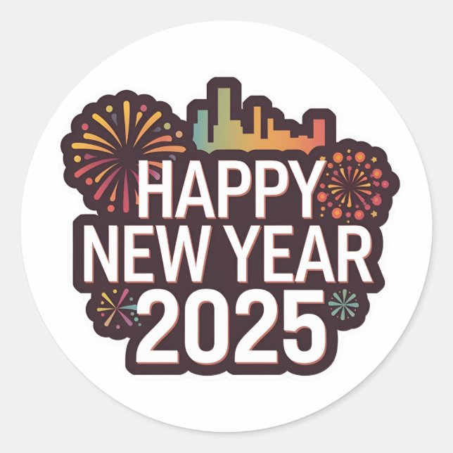 Peel, Stick, feiern das neue Jahr 2025 Sticker (Vorderseite)