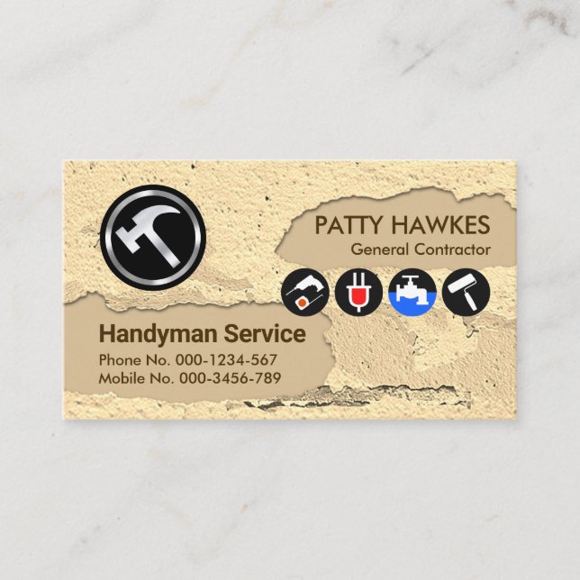 Peeling Plaster Paint Handyman Business Card Visitenkarte (Vorderseite)
