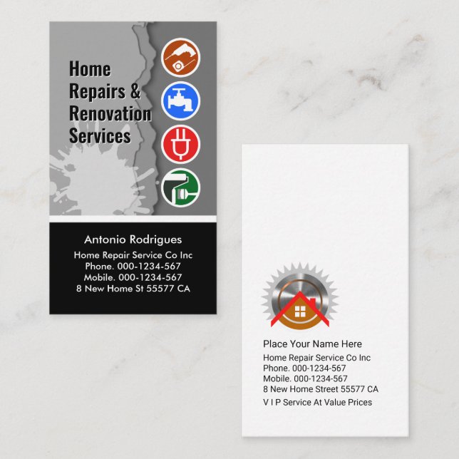 Peeling Wall Paint Handyman Visitenkarte (Vorne/Hinten)