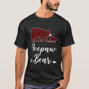 Peepaw Bear Christmas Pajama Red Kariert Matching T-Shirt