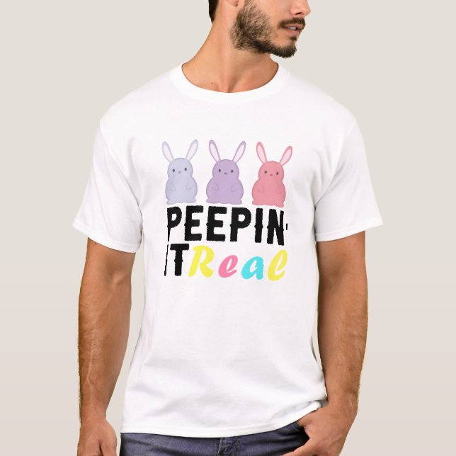 Peepin it Real Jour de Pâques Bunny T-shirt (Devant)