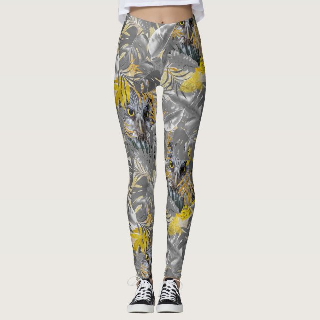 Peeping funkelnd Augen & Graue - gelbe Blätter Leggings (Vorderseite)