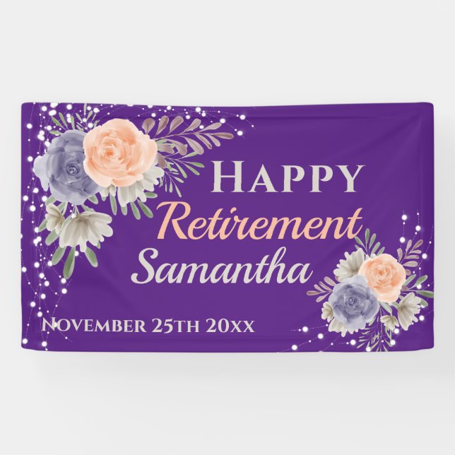Peer-Rose Blumenruhestand Lila Banner (Horizontal)