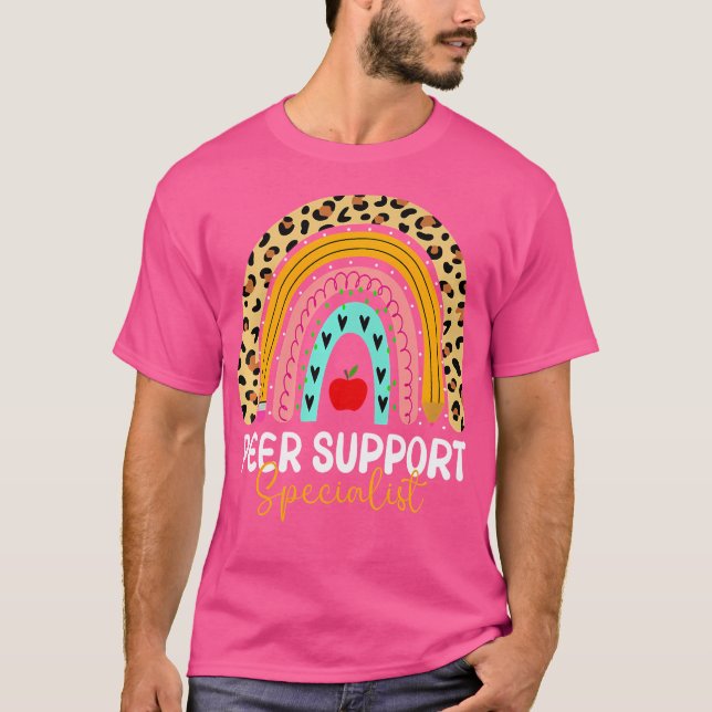 Peer Support Specialist Leopard Rainbow Healthcare T-Shirt (Vorderseite)