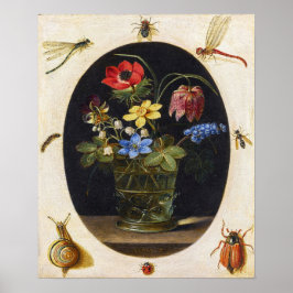 Peeters - Flowers In A Glass Vase, Insects etc Poster