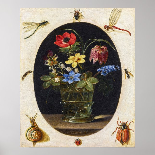 Peeters - Flowers In A Glass Vase, Insects etc Poster (Vorne)