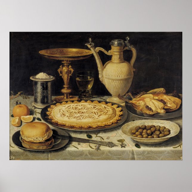 Peeters - Table With Orange, Olives And Pie Poster (Vorne)