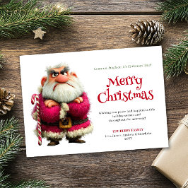 Peeved Santa funny editable Christmas greeting  Feiertagskarte