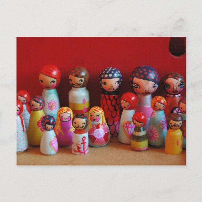 Peg doll Familie Postcard Postkarte (Vorderseite)
