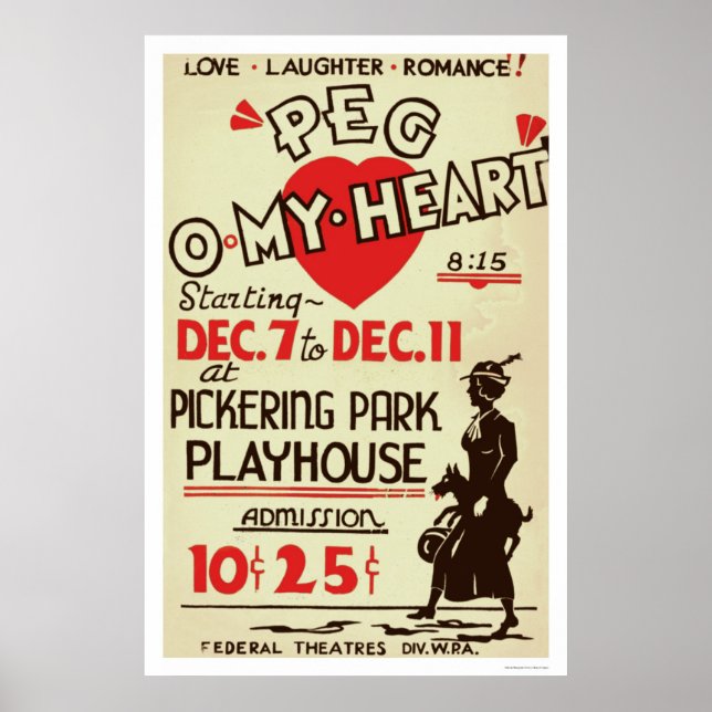 Peg Omy Heart Drama 1940 WPA Poster (Vorne)