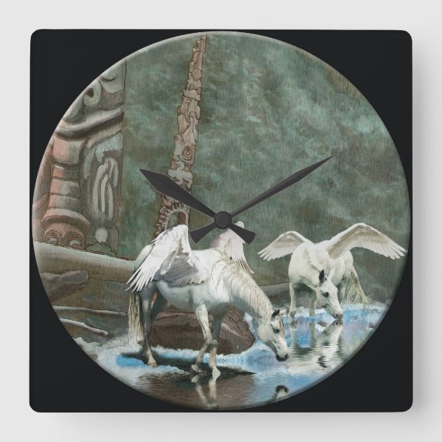 Pegase Magique & Totem Poles Art Wall Horloge (Recto)
