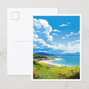 Pegasus Bay Neuseeland Reiseillustrierung Postkarte