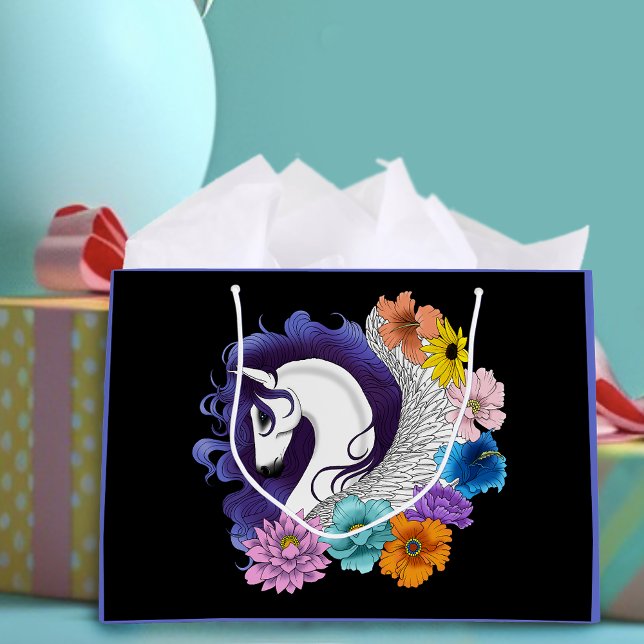 Pegasus Black Floral Große Geschenktüte (Von Creator hochgeladen)