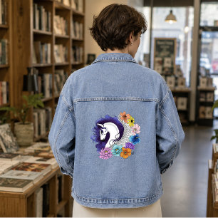 Pegasus Black Floral Jeansjacke
