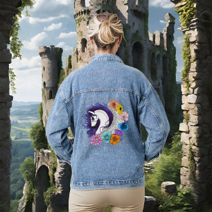 Pegasus Black Floral Jeansjacke