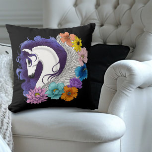 Pegasus Black Floral Kissen
