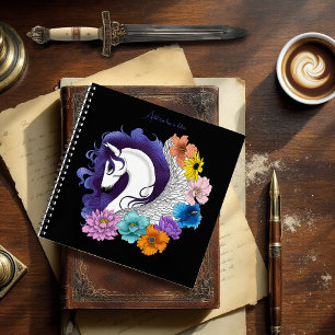 Pegasus Black Floral Notizbuch