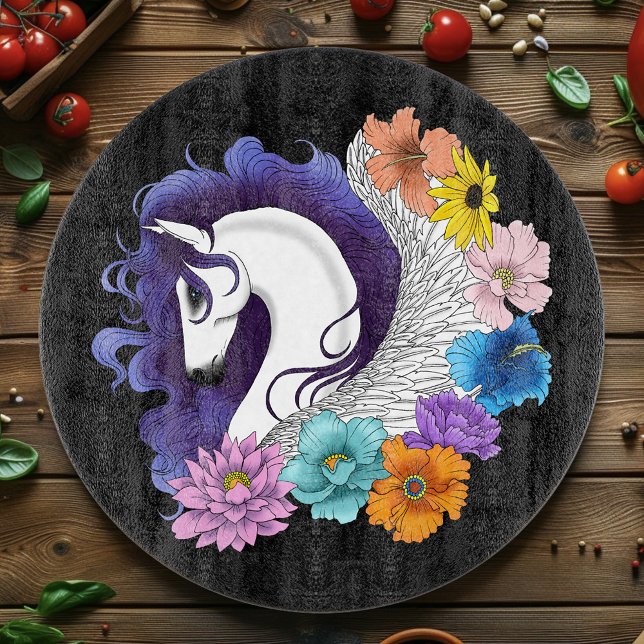 Pegasus Black Floral Schneidebrett (Von Creator hochgeladen)