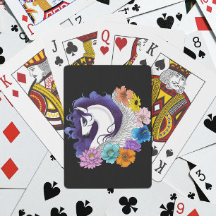 Pegasus Black Floral Spielkarten
